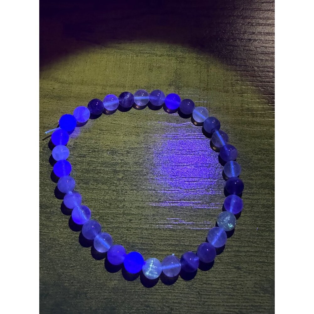 Natural Multi Color Fluorite Stretch Bracelet 6mm Beads Stone 7" UVs - Picture 5 of 7